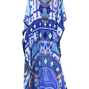 Long Kaftan -Designer Kaftan Dress -Blue and White